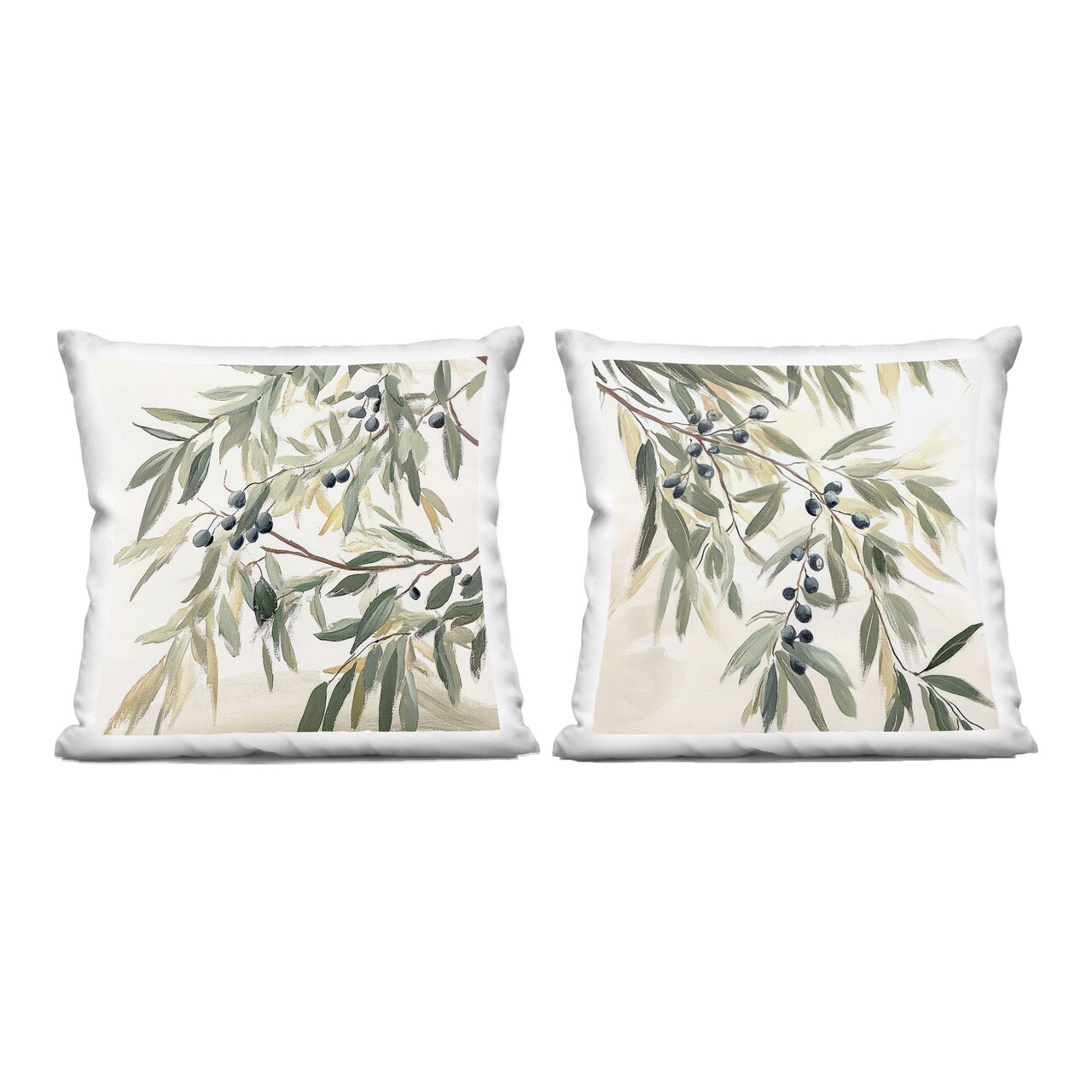 Stupell Industries Olive Branches in Pastel 2 Piece Decorative Printed Throw Pillow Set design by Mona Grace, 18 x 7 x 18